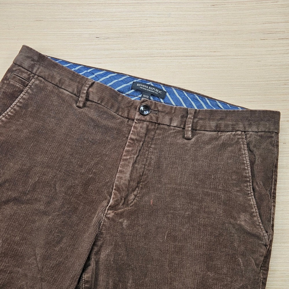 Banana Republic Corduroy Pants Mens 33x30 Brown Vintage Straight Fit Stretch